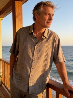 Cafe Luna Hawaiian,dress Shirt,perfect for holiday parties & events,no iron SZ L
